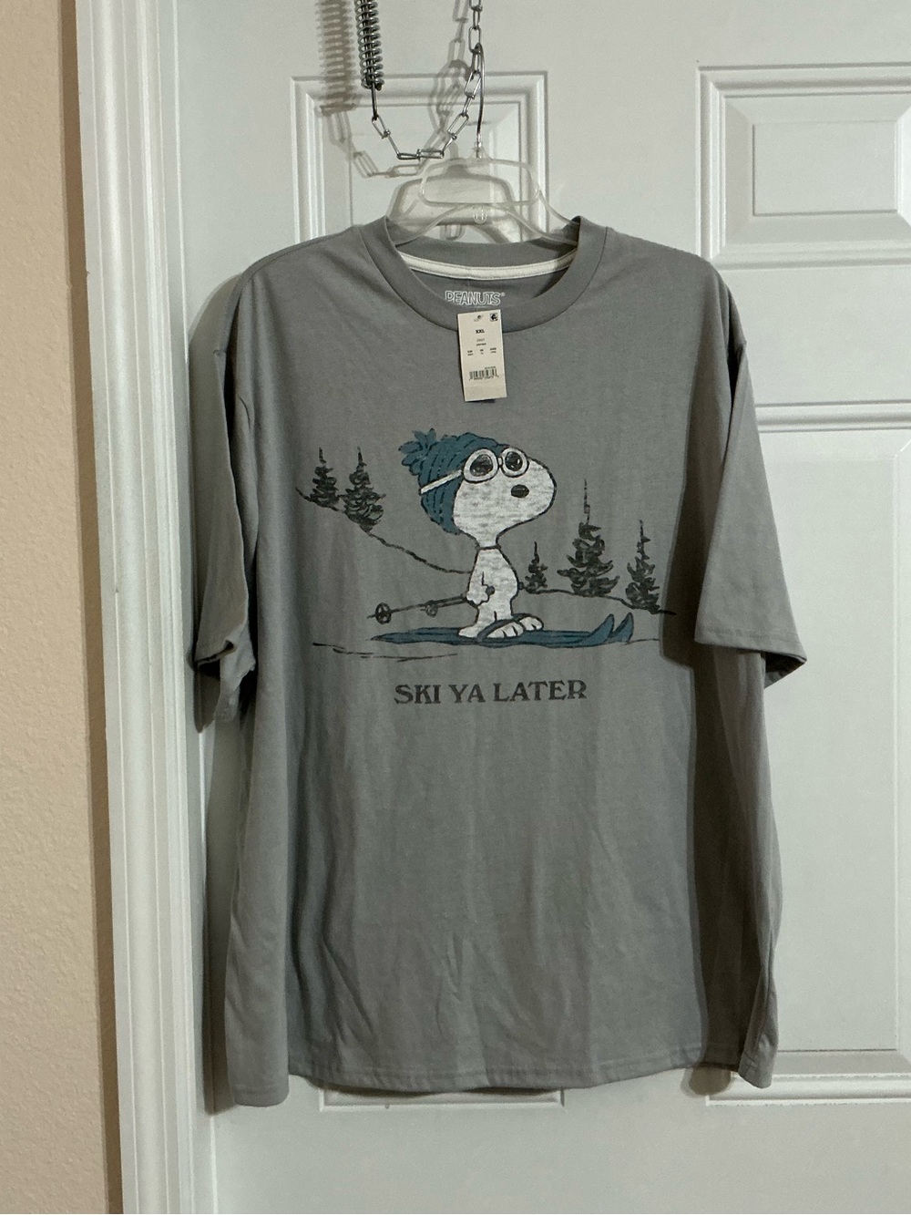 Snoopy 'Ski Ya Later' Men’s Gray Graphic Tee - Short Sleeve Size XXL